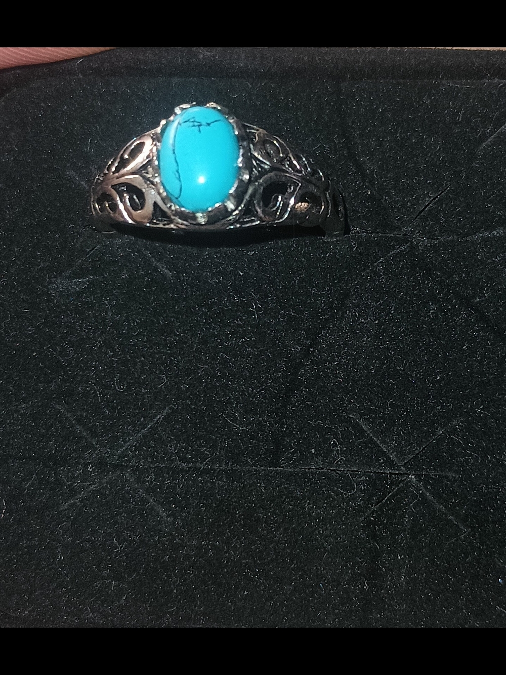 Sterling Silver Filigree Ring with Turquoise Stone
